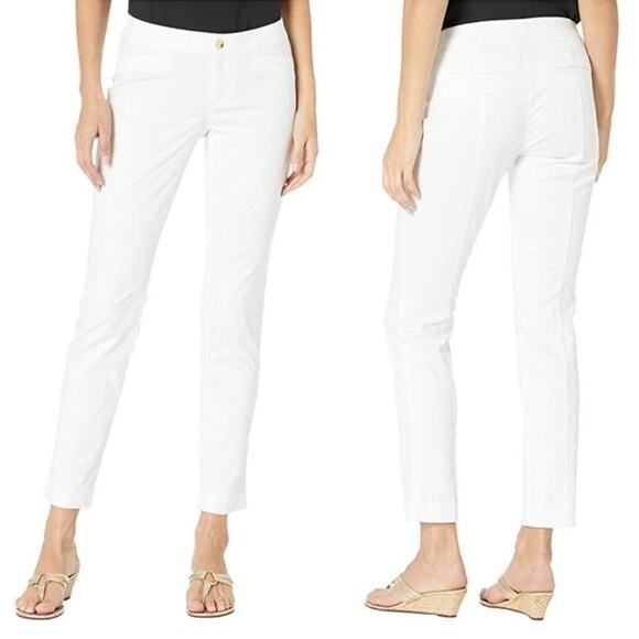Lilly Pulitzer White Kelly Ankle Pants Textured Skinny Slim Size 6 - Picture 1 of 9